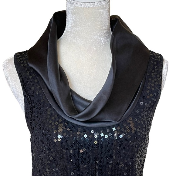 Lafayette 148 New York Sequined Embellished Cowl Neck Sleeveless Top Size L Wool - Picture 2 of 9